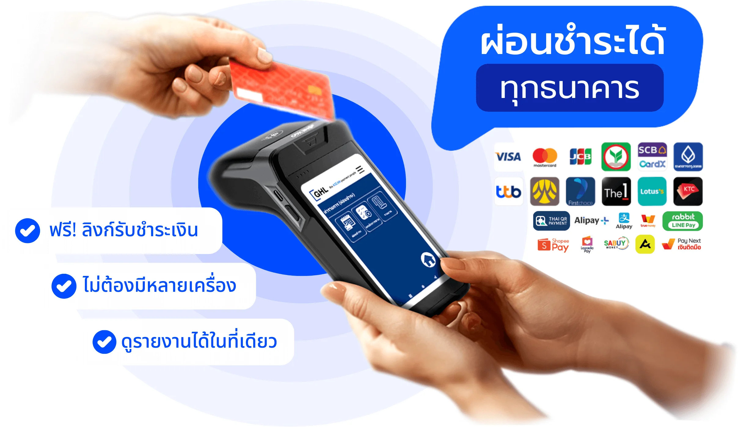 เครื่องรูดบัตร EDC รับผ่อนชำระได้ 6 ธนาคาร ในเครื่องรูดบัตรเครื่องเดียว